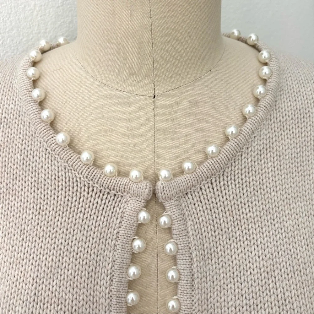 Splendid Emmy Pearl Cardigan NWT Cream Soft Cashblend Embellished Open Front M